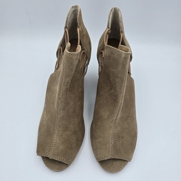 Lucky Brand Reevas Wedge Peep-Toe Ankle Booties, Tan Suede, Women's 10 - Picture 4 of 16